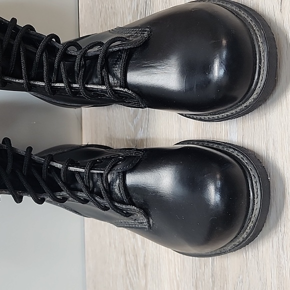 NEW VNTG Leather Military Maxitred Jump Tall Combat Lace-Up Boots Blk Sz 10 - Picture 7 of 16